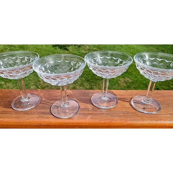 Fostoria Other - Vtg set of 4 Fostoria AMERICAN Tall Stemmed Glasses SHERBET CHAMPAGNE Holiday